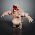 Fierce 3D Monster Character With Open Mouth Sharp Teeth Bulky Spiked Body And Thick Limbs