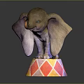 Decorative Small Elephant Figurine Standing On Vibrant Colorful Diamond Pattern Base 3d model