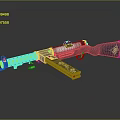 Tactical Shotgun With Black And White Design Perforated Barrel Dark Stock Golden Emblems