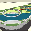 Waterfront landscape SU model 3d model