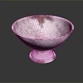 Silver Hammered Texture Bowl With Red Accents For Home Daily Living Use