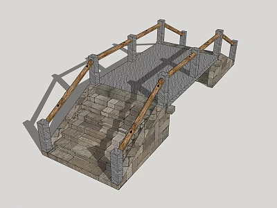 Modern Bridge Country Wooden Bridge 3d model