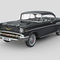 Year Black Chevrolet Bel-air Car 3d model