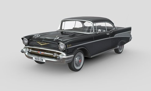 Year Black Chevrolet Bel-air Car 3d model