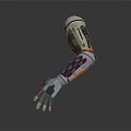 Robotic Arm With Silver Black Orange Design And Detailed Humanoid Hand Structure 3d model