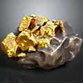 Raw Gold Ore with Shiny Gold Crystals Embedded in Natural Rock
