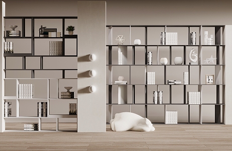 Modern Bookshelf Bookcase Bookshelf Book Ornaments 3d model