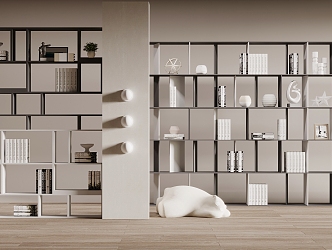 Modern Bookshelf Bookcase Bookshelf Book Ornaments 3d model