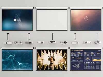 Projection Monitoring Systems With Projection Screens Projectors And Diverse Visual Contents 3d model