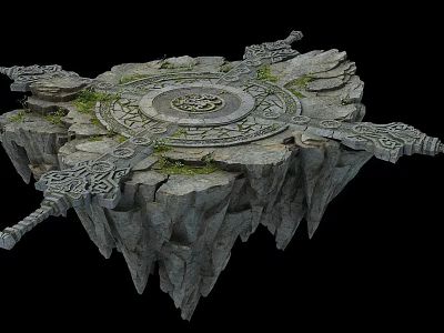 Modern Cartoon Scene Rock Surface Grass 3d model