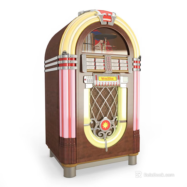 Vintage Jukebox Speaker With Classic Design Wooden Finish And Retro Decorative Details 3d model 