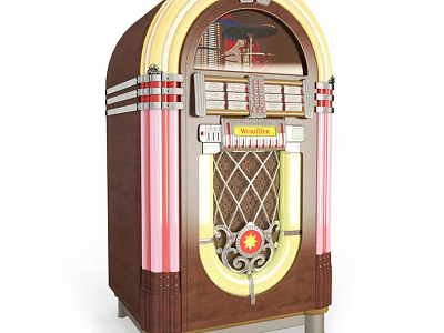 Vintage Jukebox Speaker With Classic Design Wooden Finish And Retro Decorative Details 3d model