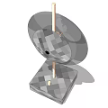 Modern Minimalist Decorative Ornament Set with Circular Checkerboard Top and Square Base on Metallic Rod