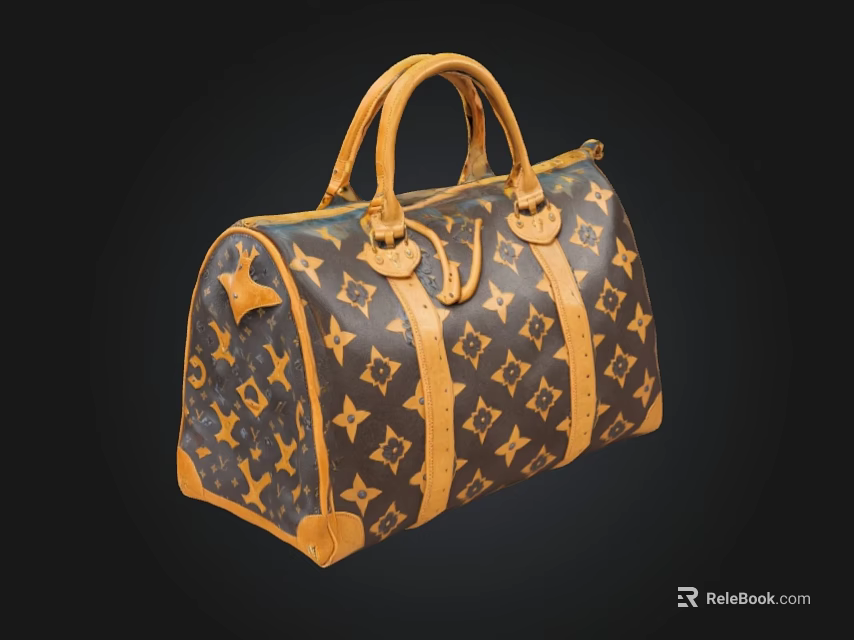 Luxury Leather Handbag With Classic Monogram Pattern And Top Handle Design 3d model 