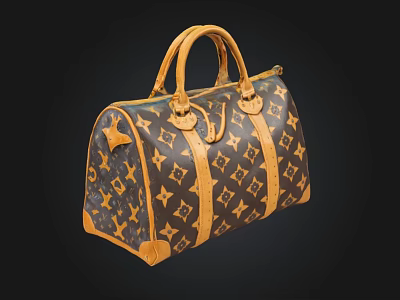 Luxury Leather Handbag With Classic Monogram Pattern And Top Handle Design 3d model