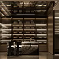 Modern Wine Display Space With Glass Racks And Marble Counter