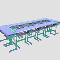 Modern Turquoise Table Desk with Black Frame Wire Mesh and Storage Baskets
