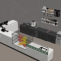 Milk tea shop operating table bar 3d model