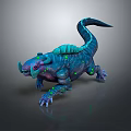 Fantasy Monster With Blue Purple Body Glowing Green Spots Long Tail Sharp Claws And Fangs