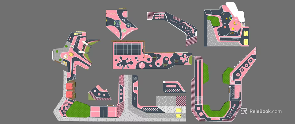 Sports Equipment Layout Design With Various Activity Areas And Facilities 3d model 