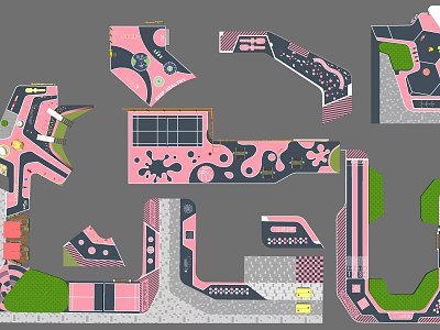 Sports Equipment Layout Design With Various Activity Areas And Facilities 3d model
