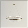 Elegant Modern Circular Chandelier With Brass Frame And Transparent Glass Pendants