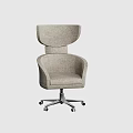 Light Gray Fabric Office Chair With High Back Curved Armrests And Metal Base Wheels