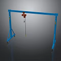 Blue Mobile Gantry Crane With Red Electric Hoist And Wheels For Industrial Use