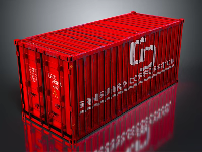 Red Global Container Truck With ISO 668 And 22G1 Markings 3d model