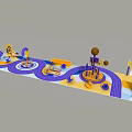 Colorful Kids Playground Photo Spot With Purple Yellow Tracks Pirate Ship And Spin Rides