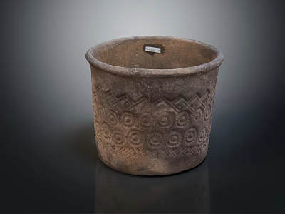 Decorative Ceramic Aquarium Fish Tank Pot With Geometric Spiral And Wave Patterns In Deep Brown 3d model