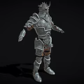Medieval Silver Armor Featuring Horned Helmet And Metal Chest Shoulder Leg Components