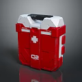 Red Industrial Oxygen Supply Equipment With White Cross And O2 Label In Protective Case