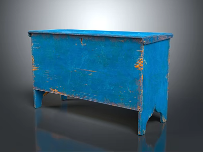 Vintage Blue Entryway Cabinet Sideboard With Peeling Paint And Wooden Legs 3d model
