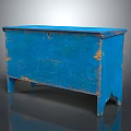 Vintage Blue Entryway Cabinet Sideboard With Peeling Paint And Wooden Legs