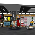 Modern Sportswear Store Interior With T shirts Sportswear Basketballs Mannequins And Shelves