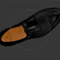 Black Leather Dress Shoes With Woven Detail And Double Buckle Straps