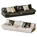 Modern Single Sofa Design With Black Leather Beige Fabric And Decorative Pillows