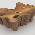 Rustic Wooden Tree Stump Coffee Table With Natural Holes And Texture 3d model