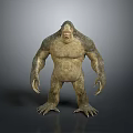 Giant Muscular Monster Game And Movie Character In Standing Pose With Rough Skin And Claws