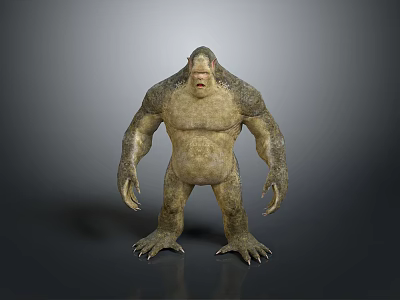 Giant Muscular Monster Game And Movie Character In Standing Pose With Rough Skin And Claws 3d model