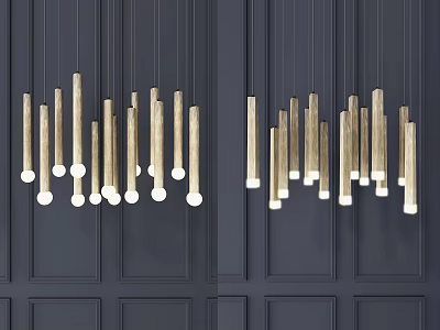 Modern Gold Cylinder Pendant Lights With Multiple Tubes For Interior Decoration 3d model
