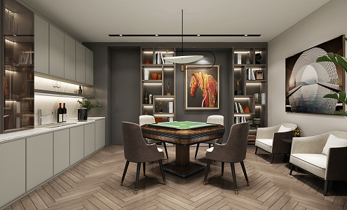 Light Luxury Chess and Card Room Mahjong Room 3d model