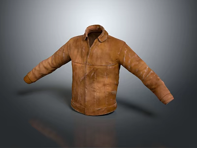 Classic Brown Leather Jacket With Collared Neckline Long Sleeves And Casual Style 3d model