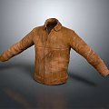 Classic Brown Leather Jacket With Collared Neckline Long Sleeves And Casual Style 3d model