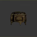 Vintage Decorative Box With Floral Pattern And Golden Carved Edges