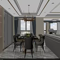 Elegant Modern Living Dining Room Interior With Chandelier Sofa Coffee Table Rug And TV