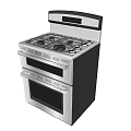 Modern Stainless Steel Gas Stove With Double Oven And Control Panel Kitchen Appliance