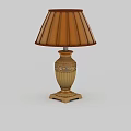 Classic Table Lamp With Brown Fabric Shade Beige Carved Base And Ornate Details