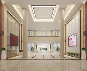 Modern Hospital Lobby Corridor 3d model
